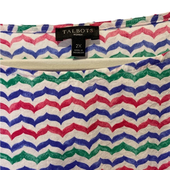 Talbots white, blue, red and green blouse size 2X - Picture 2 of 4